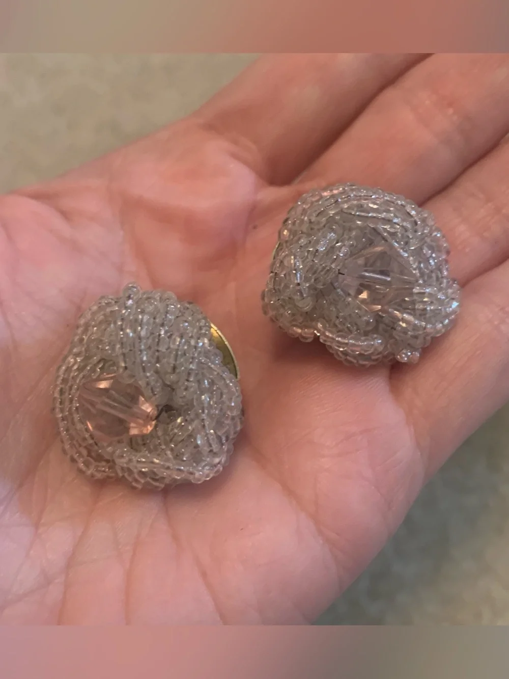 Lot of 5 1960s Vintage Bead Cluster Clip-On Earrings Faux Pearl Costume Jewelry
